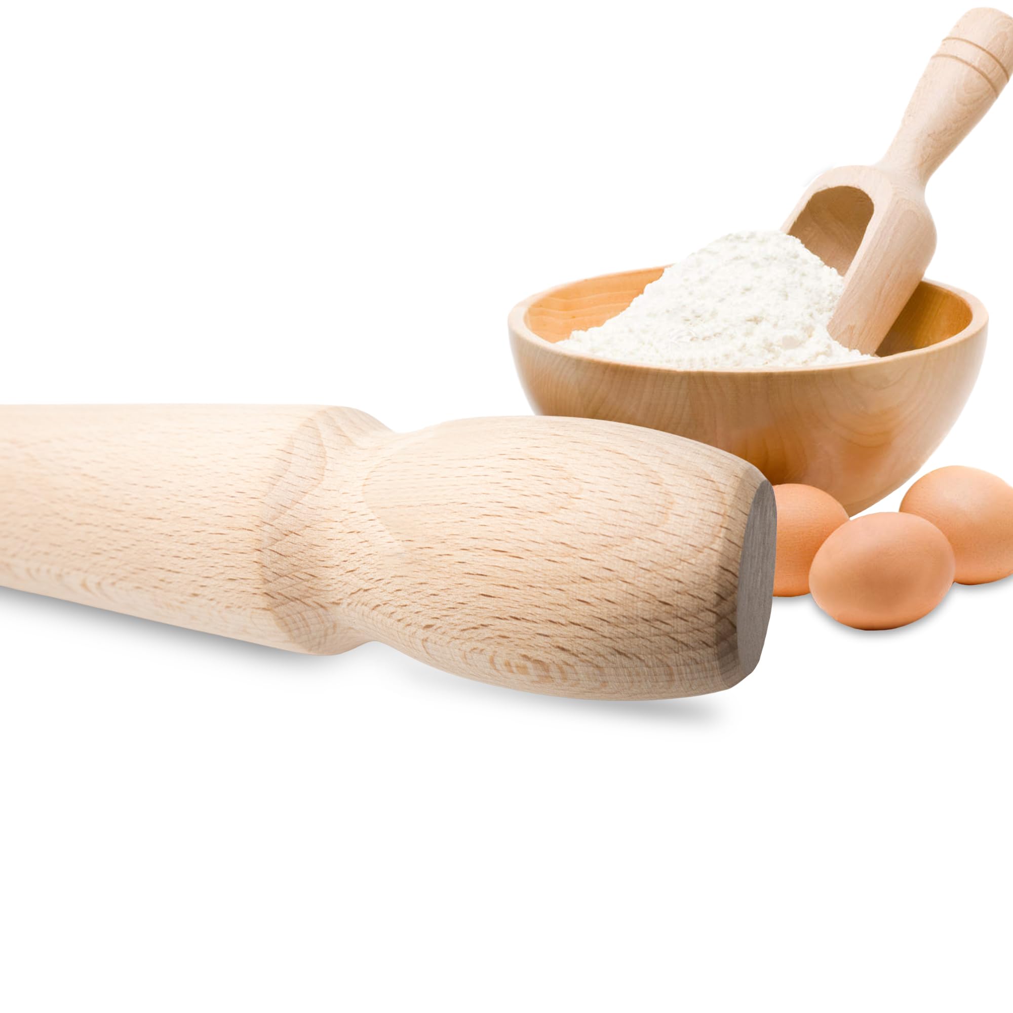Mattarello In Legno Di Faggio Monoblocco 40 Cm - Fatto In EU, Senza Manici, Antibatterico, Per Pasta E Fondente - 6