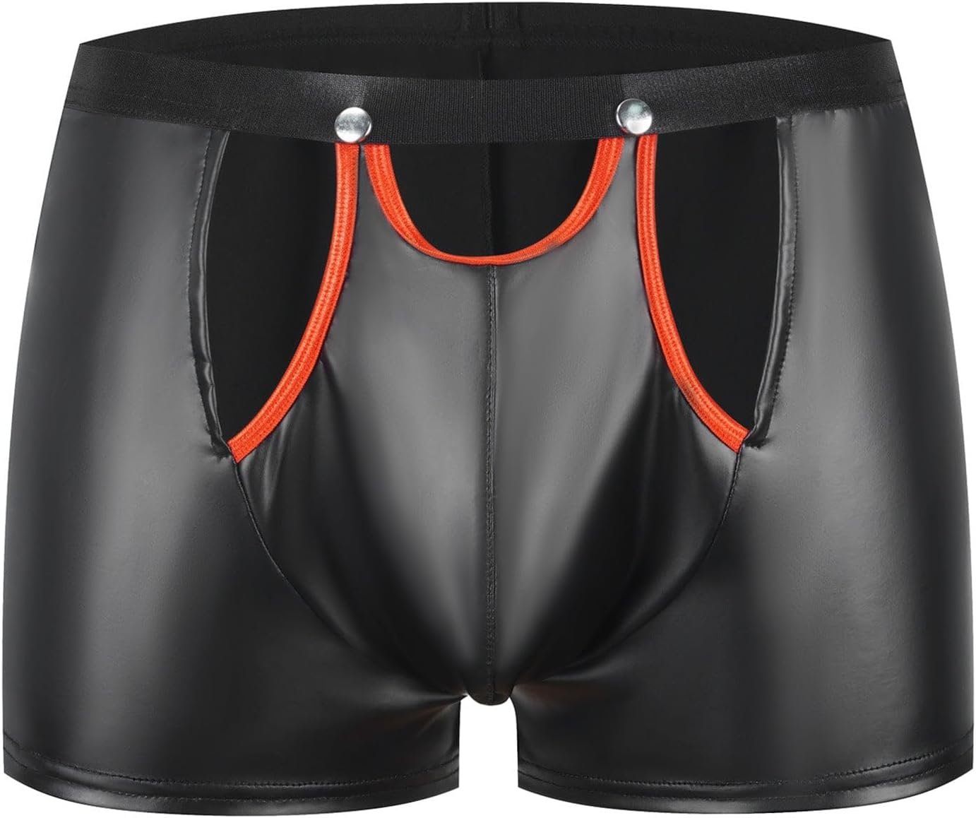 Sexy Open Crotch Leather Boxer For Men Soft Matte Leather Underwear Crotchless Elastic Waistband Shiny Underpants