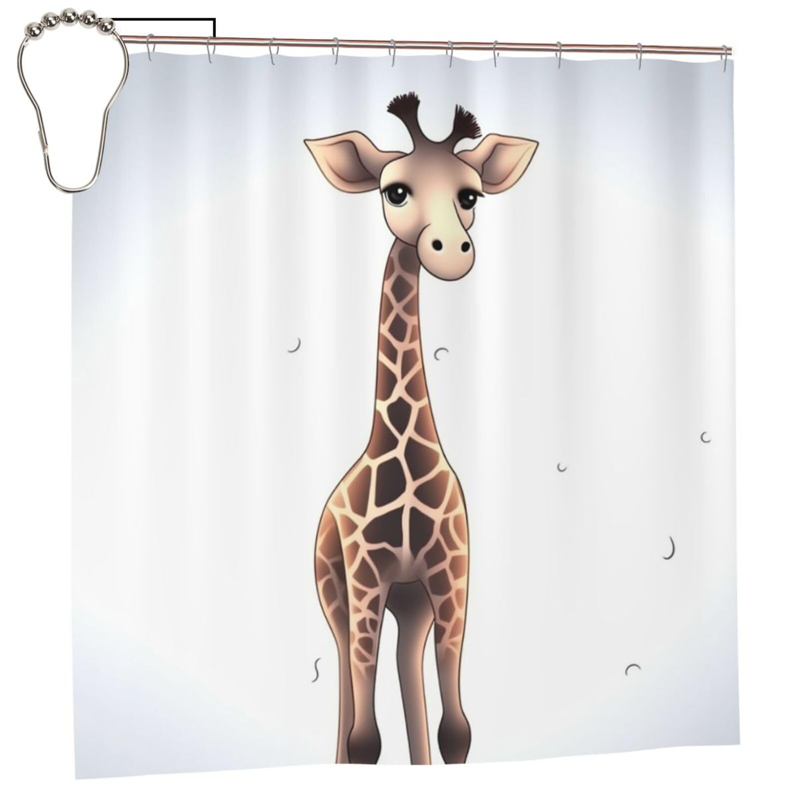 Rideau de douche imperméable motif girafe 183x183 cm avec crochets pour salle de bain