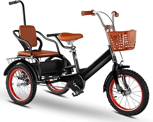 Triciclo para niños pequeños con mango trasero para padres, sillín y manillar ajustables en altura, triciclo de crucero para interiores y