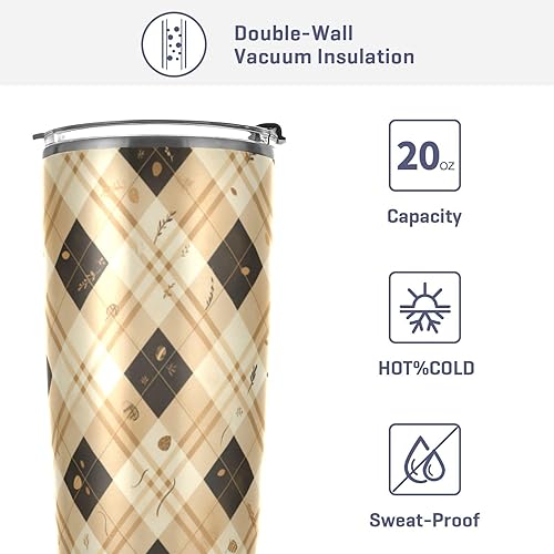 Miniatura 4 de Botella de agua de acero inoxidable de tablero de ajedrez marrón y negro con popote con tapa y popote para viaje, con tapa para camping, a prueba de