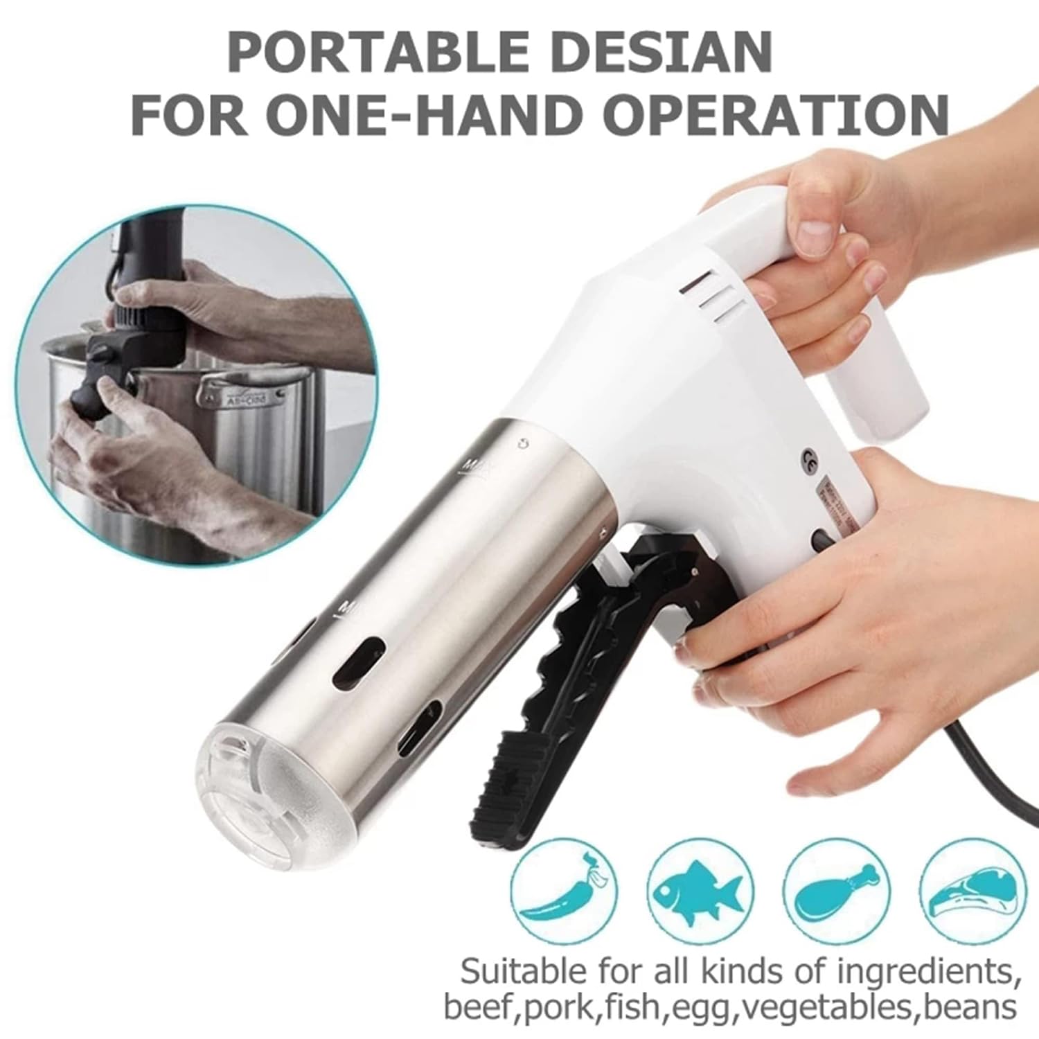 Cocina De Precisión Sous Vide, Kit De Máquina Sous Vide con Bomba Extractora, Bolsa Sellada, Clip, Control De Visualización Led De Temperatura Y Tiempo, Circulador De Inmersión Térmica De Cocina
