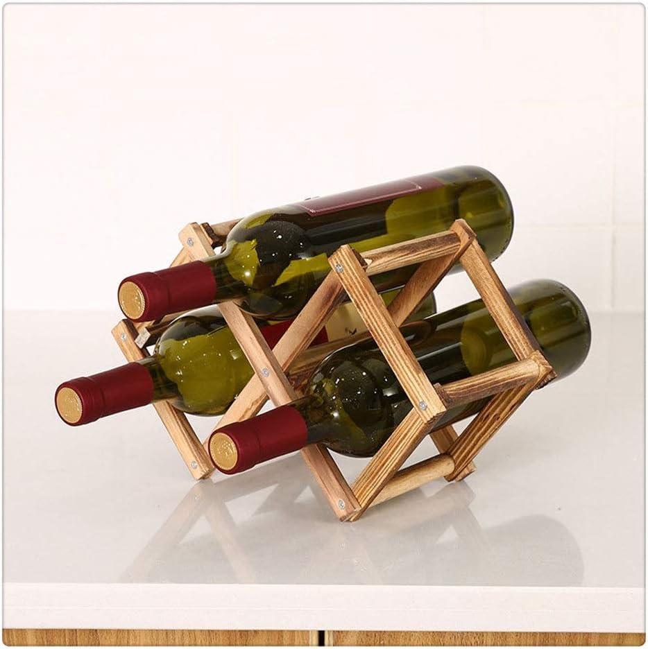 Collapsible Wooden Wine Racks Bottle Cabinet Stand Holders Wood Shelf Organizer for Retro Display Cabinet (Color : 6 Bottles-Antique)