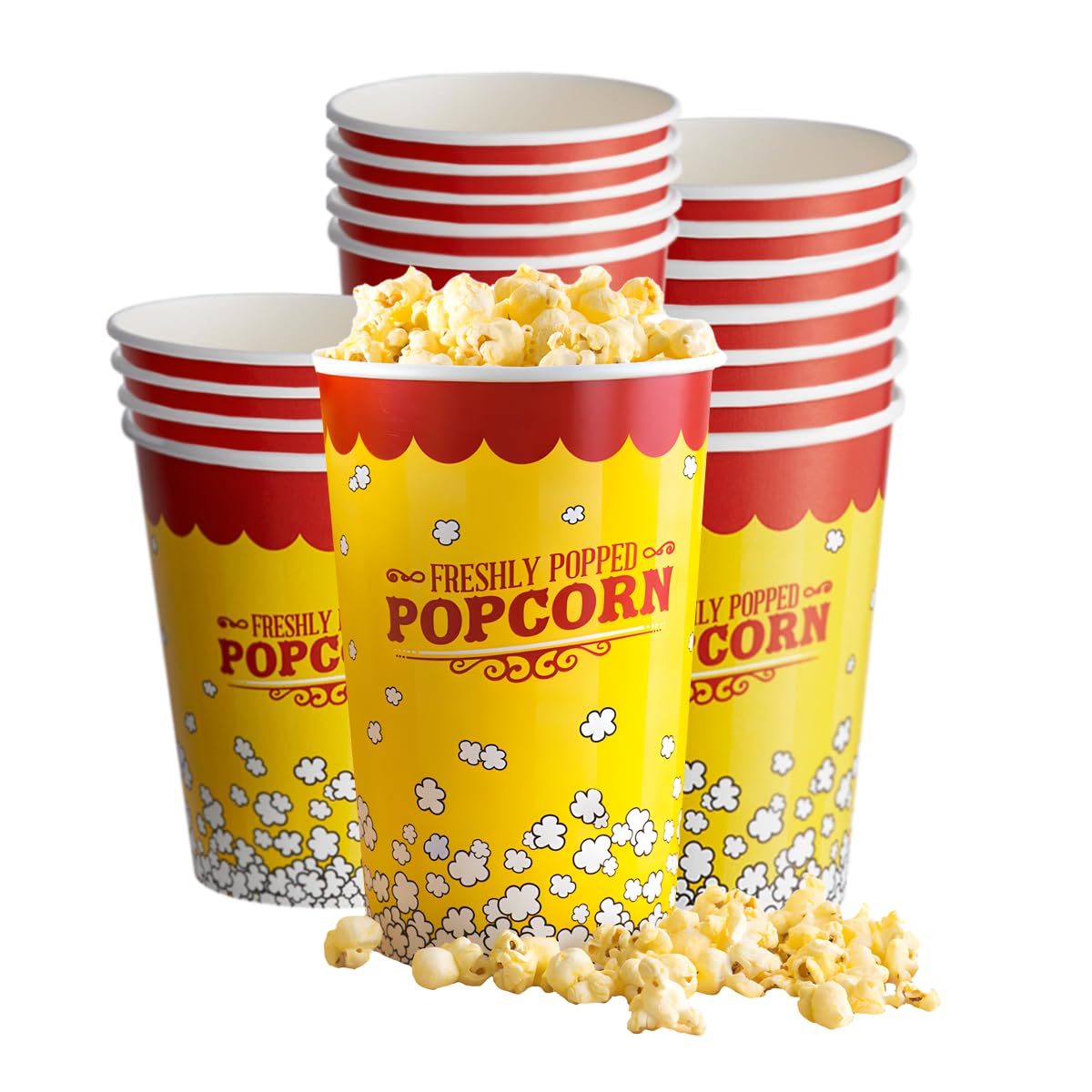32 oz. Popcorn Bucket, Movie Popcorn Boxes, Popcorn Containers, Commercial Popcorn Buckets, Popcorn Tubs, Perfect for, Home, Theatre, Circus, Party, Movie Night, Carnival - 500 Pack