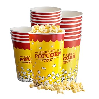 360 Pack, 64 oz. Popcorn Buckets, Popcorn Tubs, Popcorn Containers, Commercial Popcorn Buckets, Disposable Popcorn Buckets, Perfect for Movie Night, Cinema, Carnival, Party