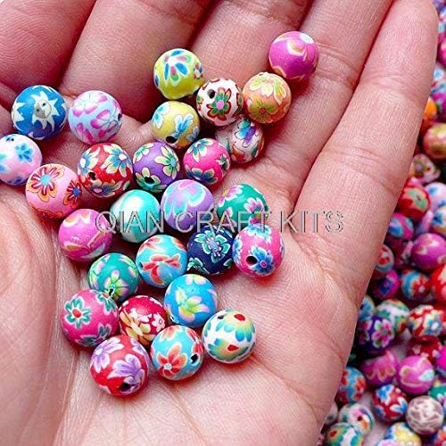 Dalab 1000pcs Round Polymer Clay Beads Mix by Random 6mm-8mm Mix Size Assorted Beads Set Jewelry Earrings Bracelet Keychain