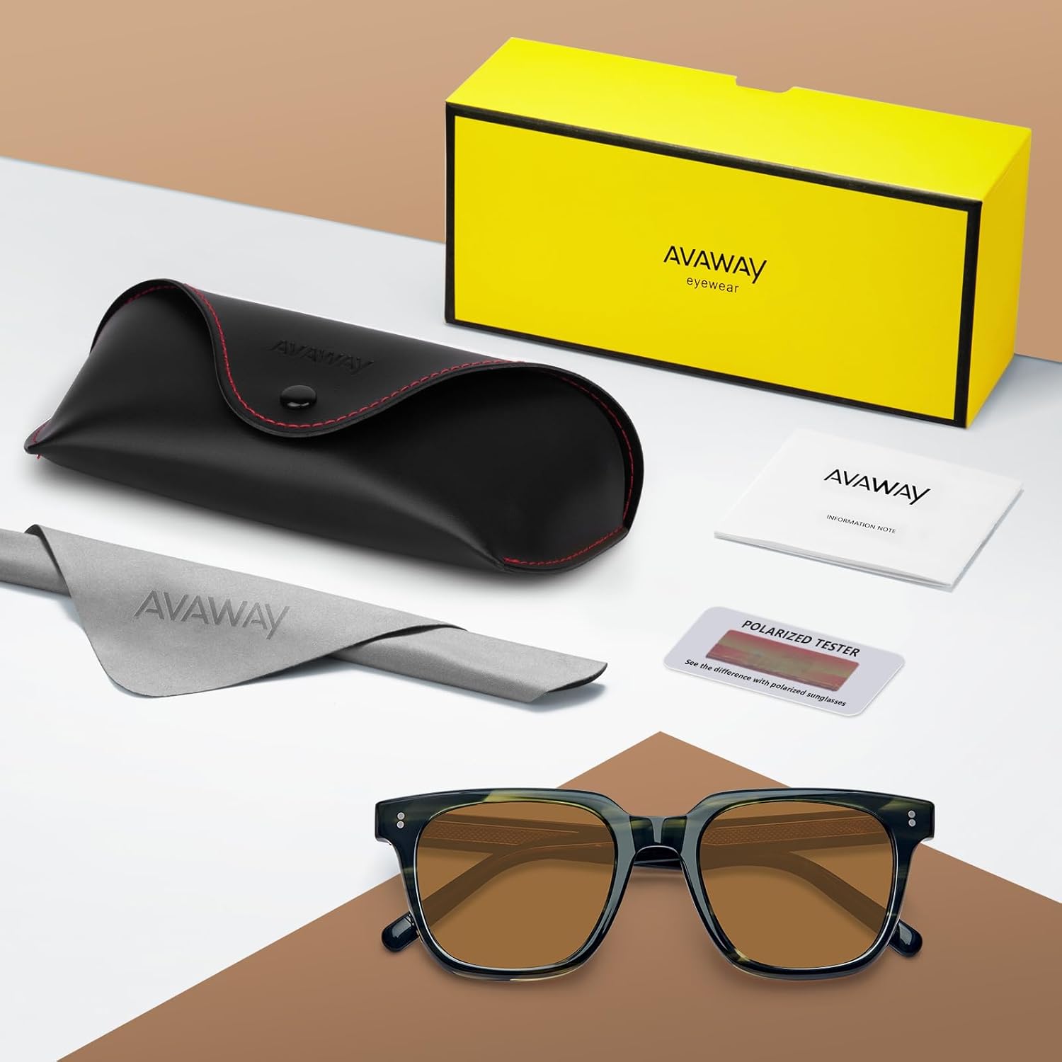 AVAWAY Polarized Sunglasses for Men UV Protection, Square Acetate Frame Outdoor Driving Sun Glasses - Image 6