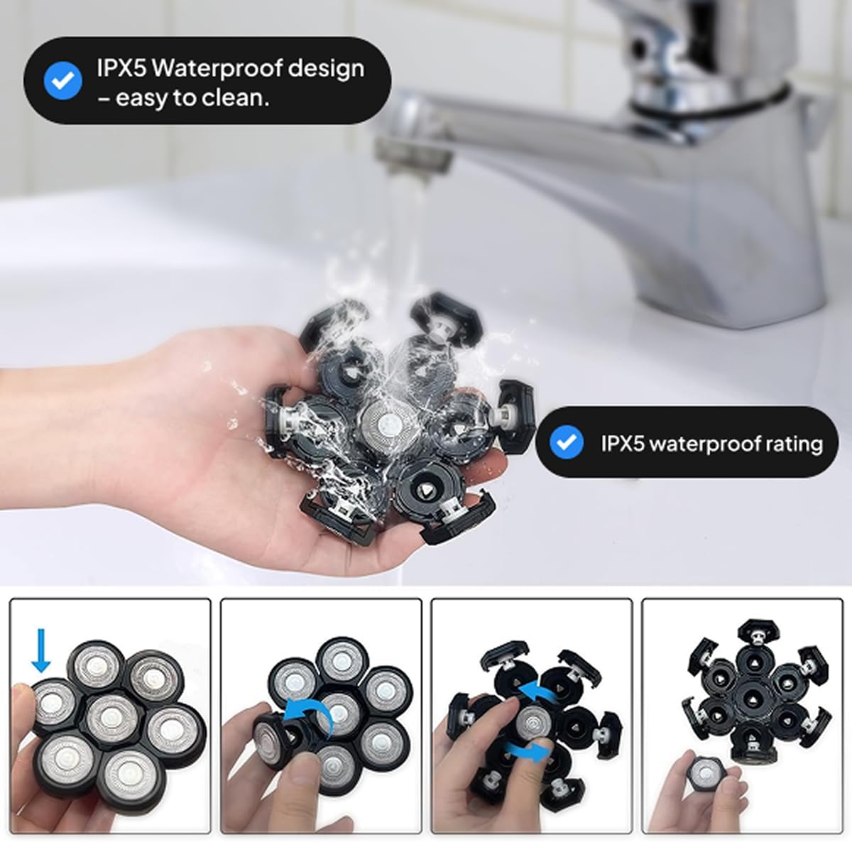 Swissker by Swissklip SK8 PRO X Magnetic Hair & Beard Shaver for Men, Head Shavers for Bald Men, USB C Charging