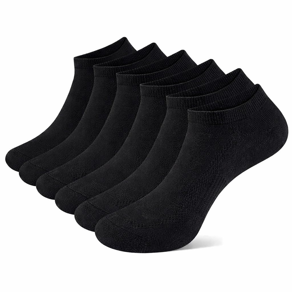 Onlybee Boys Black 6 Pairs Of /Girls Kids Childrens Cotton Trainer Liner Ankle Socks White Or (As8, Age, 4_Years, 6_Years, Regular, )