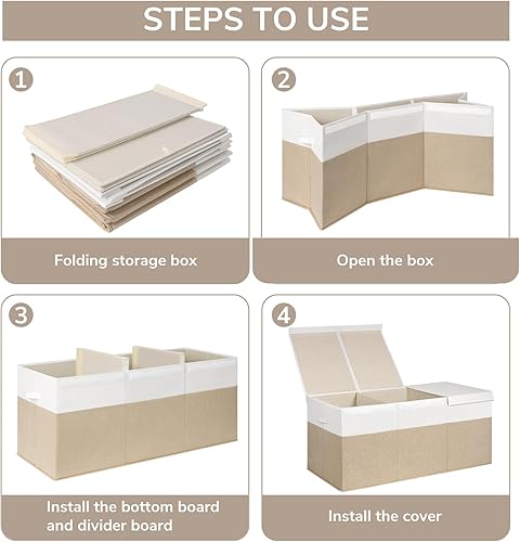 Miniatura 8 de INDRESSME Caja de juguetes extra grande de 185 L, organizador de almacenamiento de juguetes, contenedores de almacenamiento plegables con tapas,