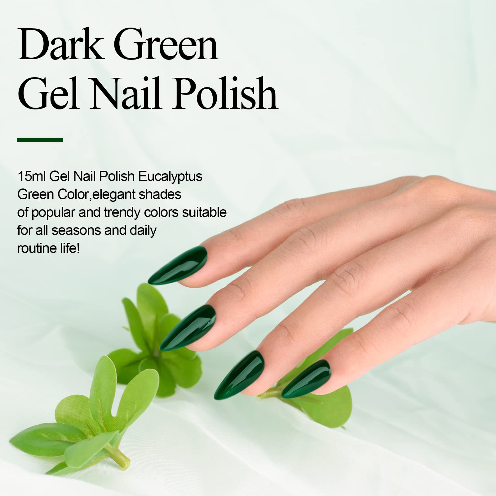 Imtiti Green Gel Nail Polish, 1 Pcs 15ml Emerald Green gel nail polish Color Soak Off Gel Polish Nail Art Manicure Salon DIY Nail Lamp Gel Nail Design Christmas Decoration