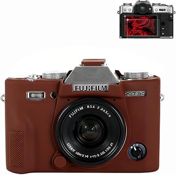 Case for Fujifilm XT30 II/XT30 Camera Accessories, Soft Silicone Protective Case Skin with Screen Protector, Lightweight, Anti-Scratch for Fujifilm X-T30 II/X-T30 Cover Brown
