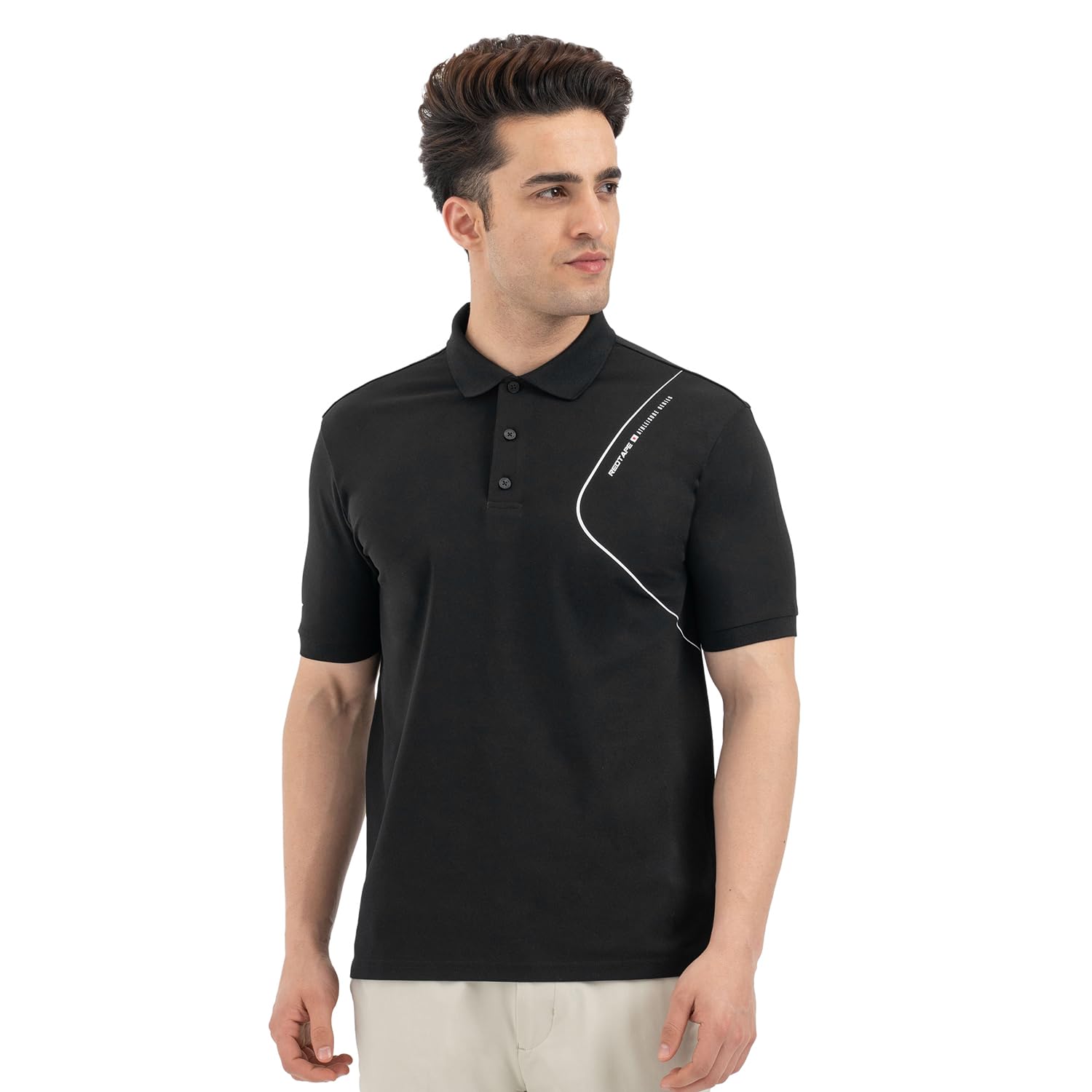 Red Tape Men’s Black Athleisure Polo T-Shirt-picture-41
