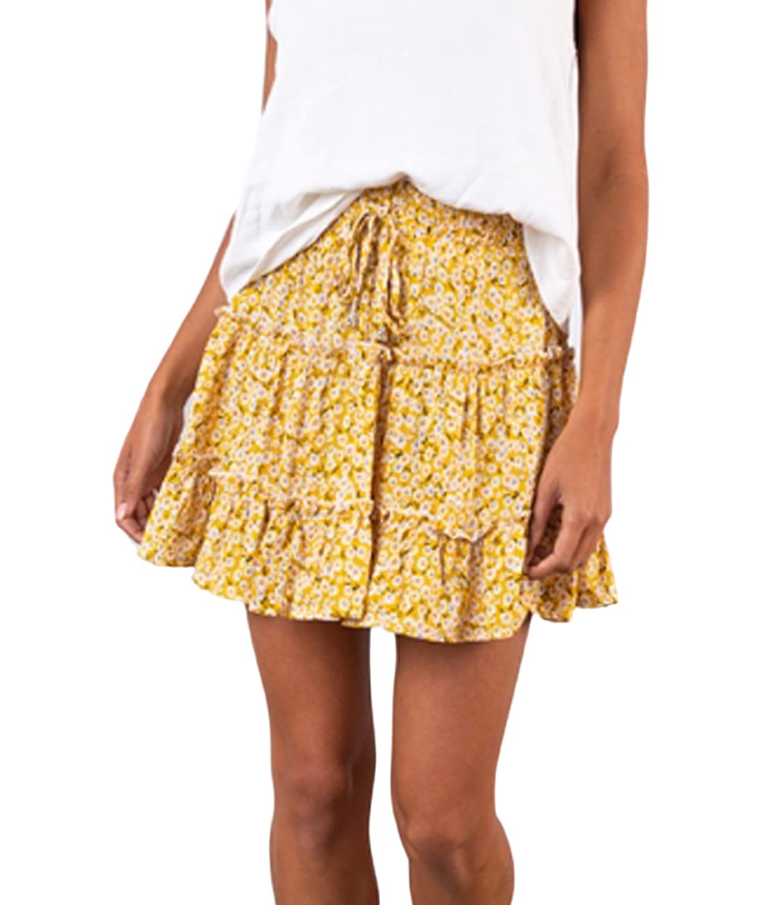 Vcindai Damen Sommer Kurz Röcke Boho Rock Minirock Blumen Sommerrock