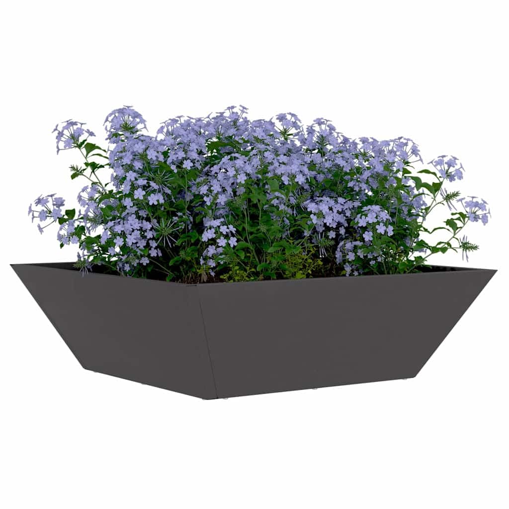 Garten-Pflanzgefäß aus kaltgewalztem Stahl Schwarz 50 x 50 x 15 cm 5-teiliges Set für Balkon Terrasse und Garten mit Drainage und frostfester Oberfläche zur Pflanzenpflege