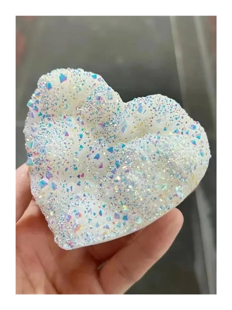 AARTERZZA 1pcs 150-200g Crystal Heart Electroplated Point Shiny Crystals Cluster Art Decor