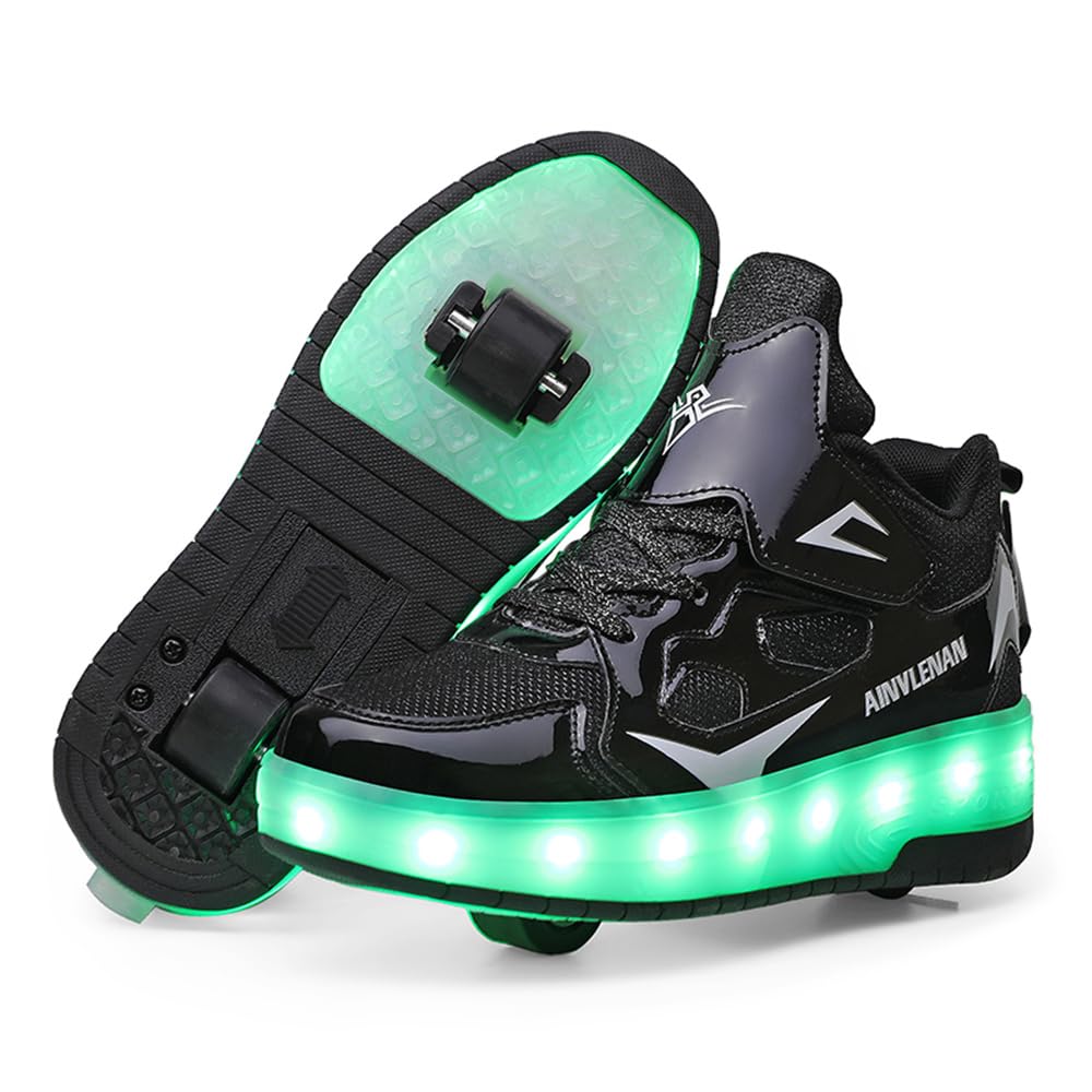 Mateju Zapatos con Ruedas para Niños y Niñas, Patines, Zapatillas Deportivas al Aire Libre Retráctil, Zapatillas de Skateboarding Niña Niño 30-42 EU