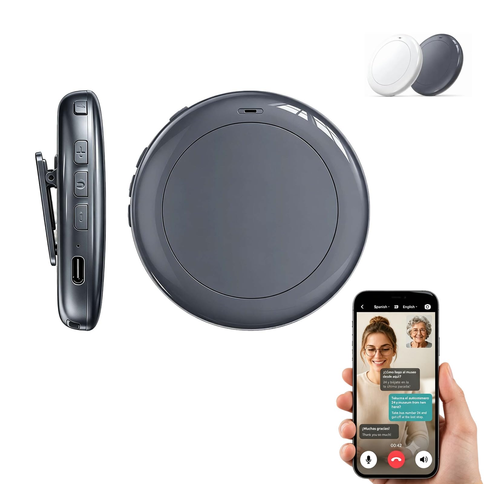Ai Translator Language Translator Device Spanish & English Practice Companion, Ai Language Translators with 100+ Languages, Travel Essentials Traductor De Idiomas Portatil