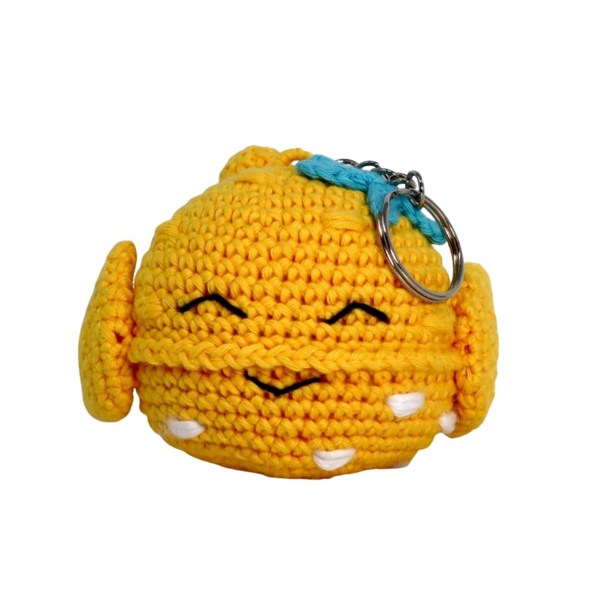 KNITTY CRITTERS – Sealife Keyrings – Puffer Fish| Beginner-Friendly Crochet Craft Kit with Recycled Yarn