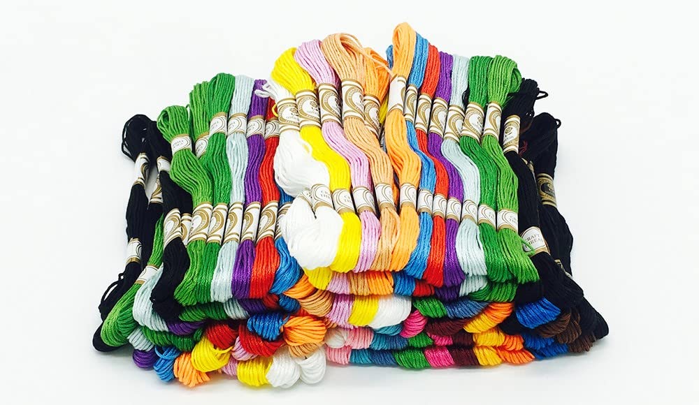 ROYAL VILLA® Premium Cotton Embroidery Threads | Rangoli Lachi, Cross/Stitch Long Thread Skeins | for Craft Projects and DIY Hand Embroidery (50 Multicolor Thread Skeins)-image-45