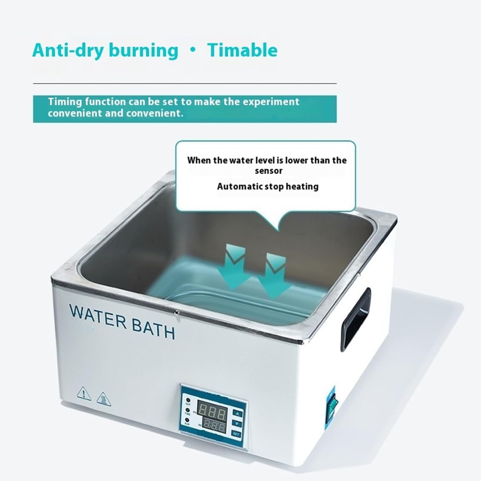 Baño María de Laboratorio Digital, Calentador Termostático PID con Protección Contra Marcha en Seco, Tanque de Acero Inoxidable para Calentamiento Científico, Incubación, Equipos de Lab WB-1