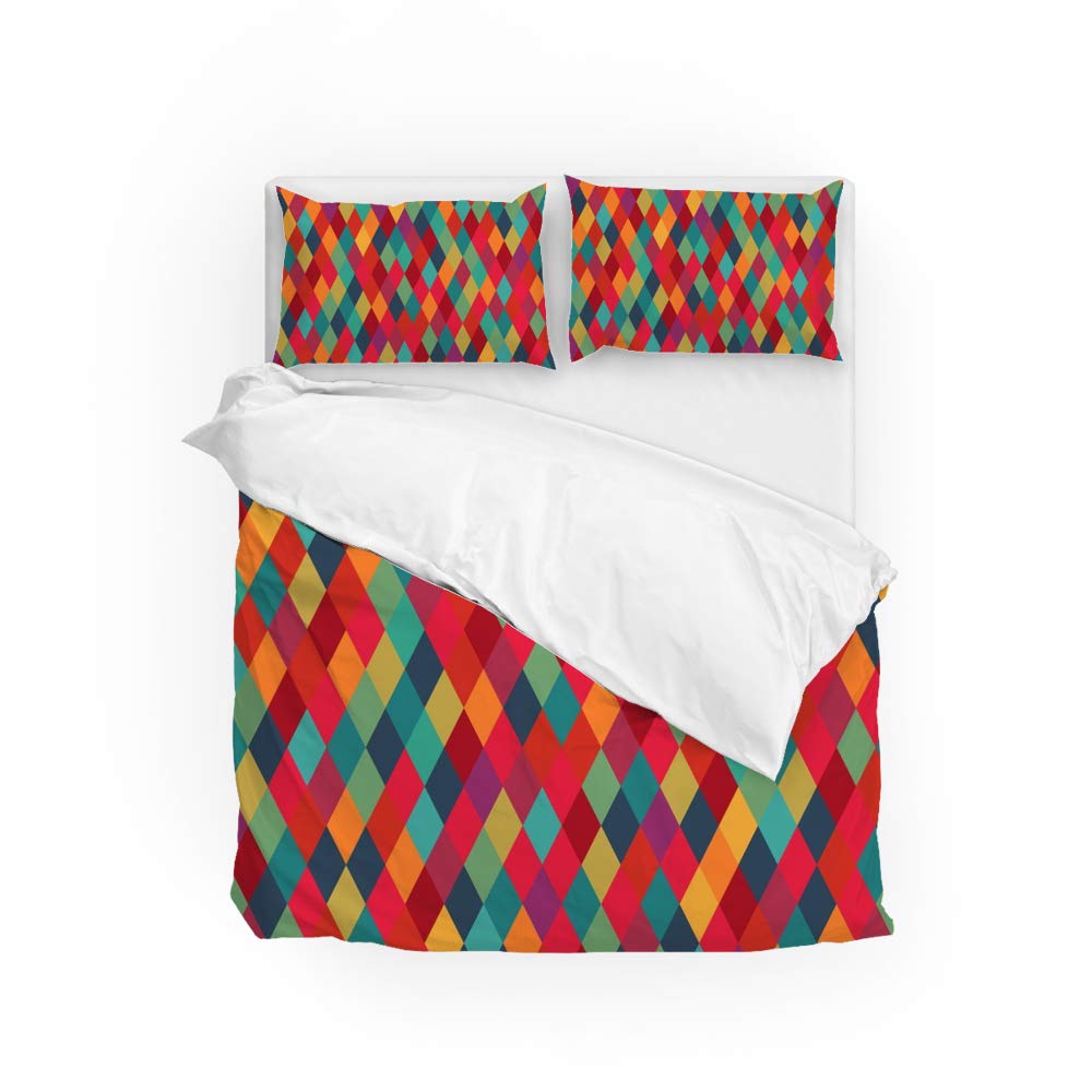 Parure de lit en polyester diamant avec housse de couette et taies CHEHONG