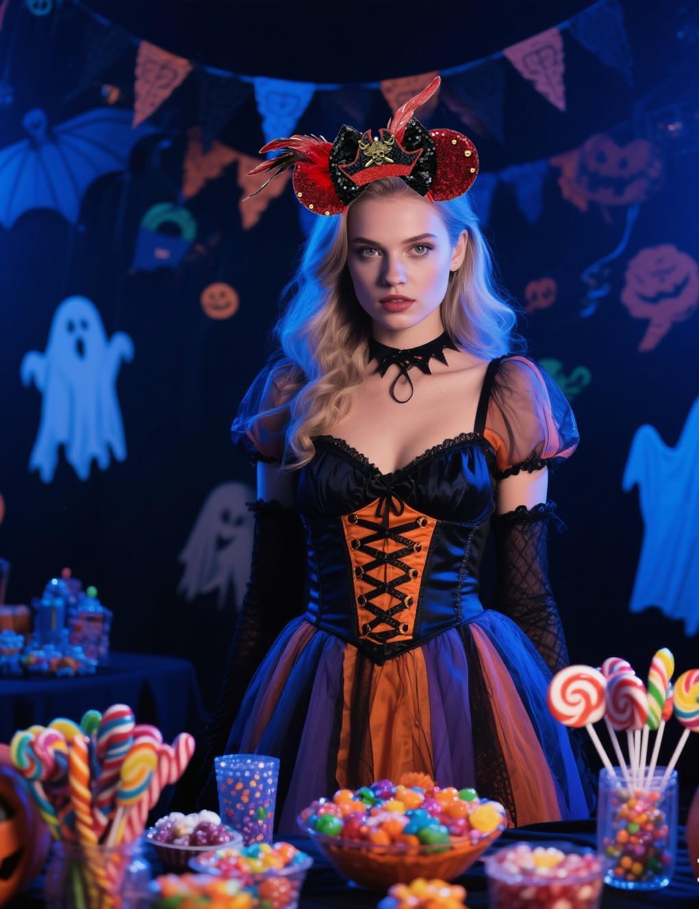 Mouse Ears Bow Headband With Accessories Decoration, for Cartoon Cosplay Costume Party - Image 4