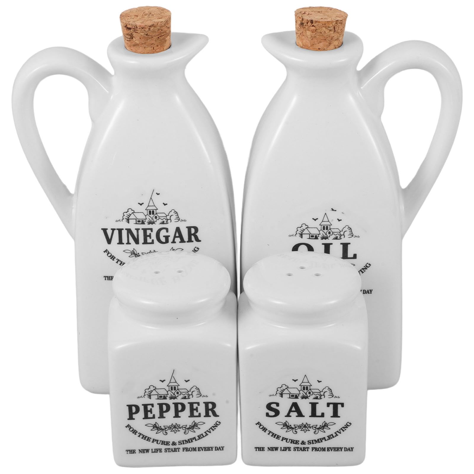 Set de 4 Botellas Dispensadoras de Aceite Estilo Japonés de Cerámica