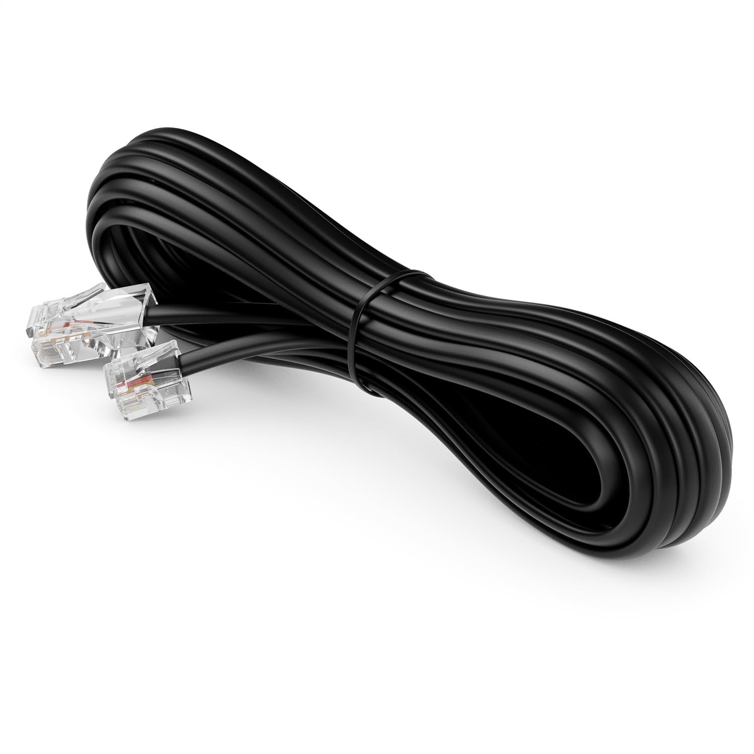 deleyCON 1m Câble Téléphone RJ11 vers RJ45 Modulaire plat Noir