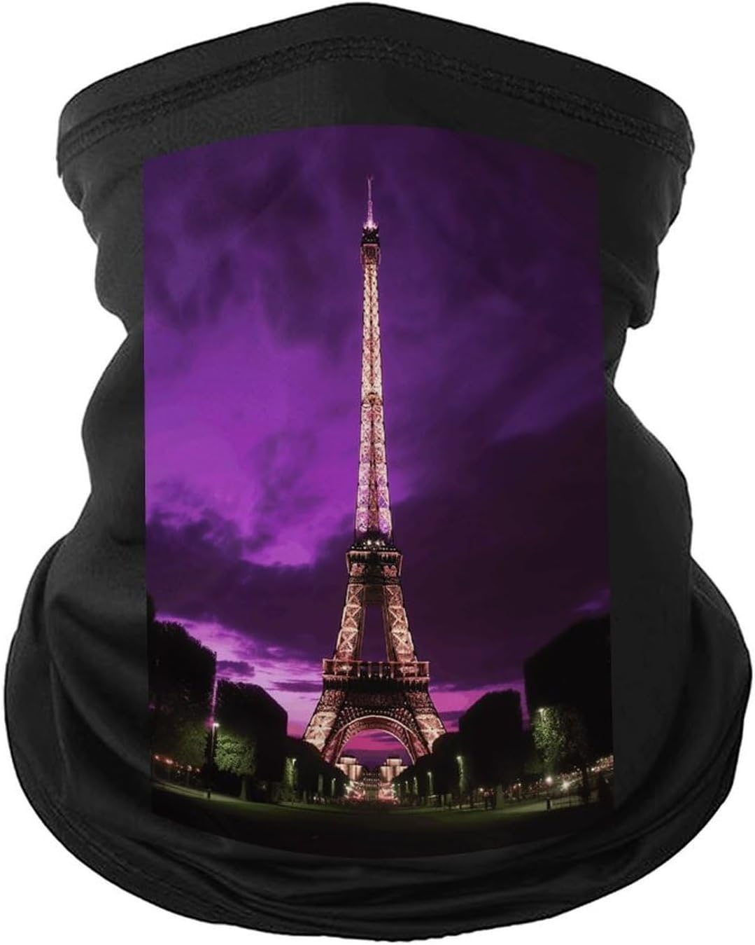 Purple Eiffel Tower Face Mask for Men Women,Neck Gaiter Sunscreen Breathable,Face Cover for Skiing Fishing Hiking Cycling