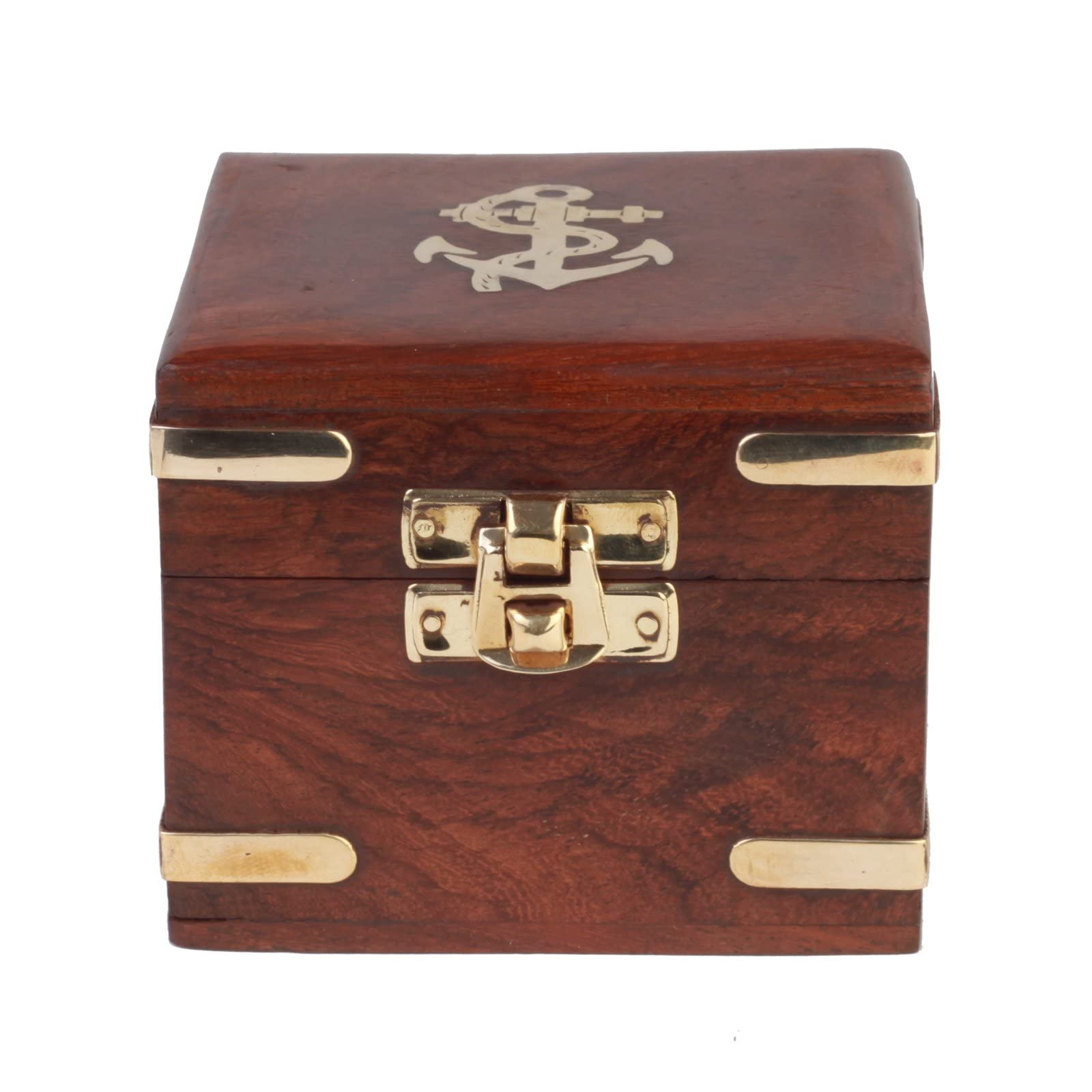 Kartique Hand Made Wooden Multi Utility Jewellery Box with Brass Strip Decoration on Corners