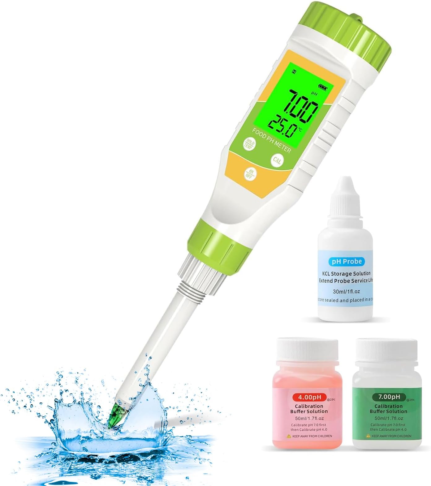 Digital pH Meter for Food, 0.01 Resolution High Accuracy Food pH Tester with Backlit LCD Display and ATC for Meat, Bread, Canning, Brewing, Cheese, Solid Sampling, Soft Soil and Water, YY-2030
