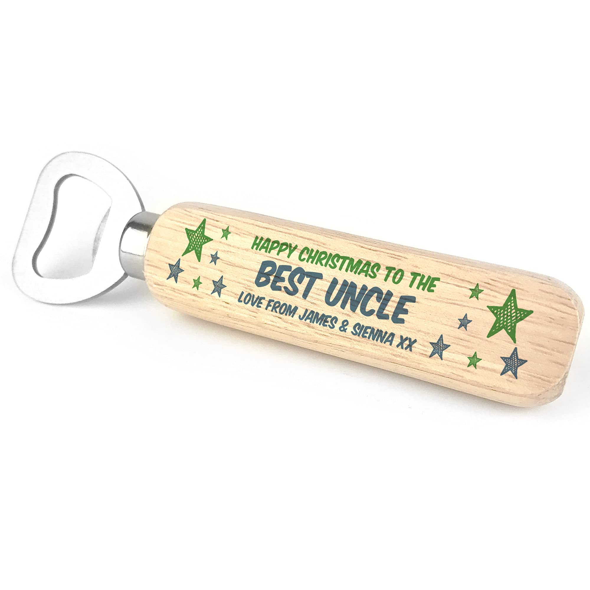 Personalised Wooden Bottle Opener Christmas for Uncle for Him Keepsake