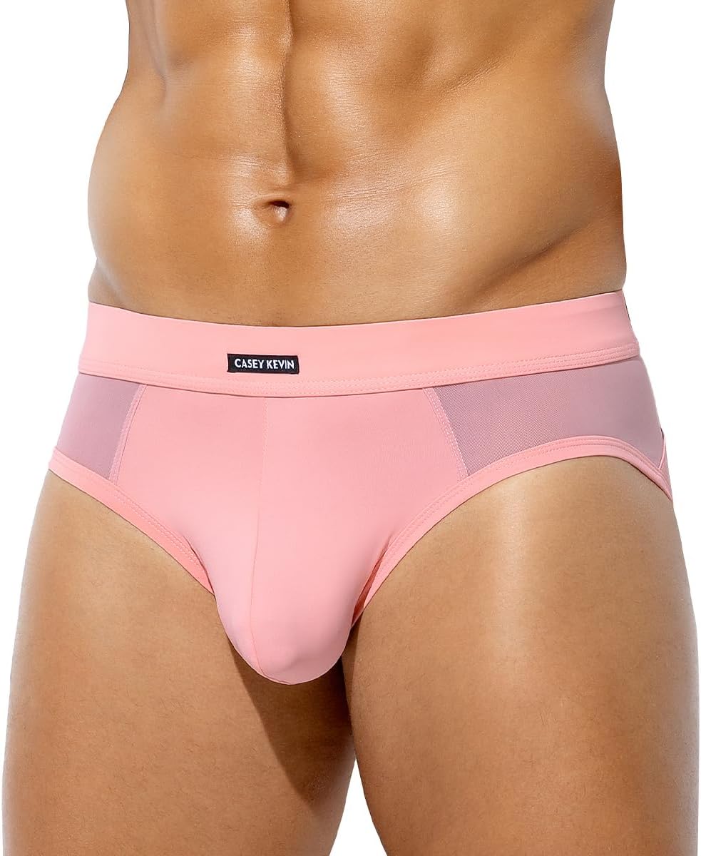 Casey Kevin Men's Sexy Briefs Mesh Breathable Low Rise Bulge Pouch Underwear