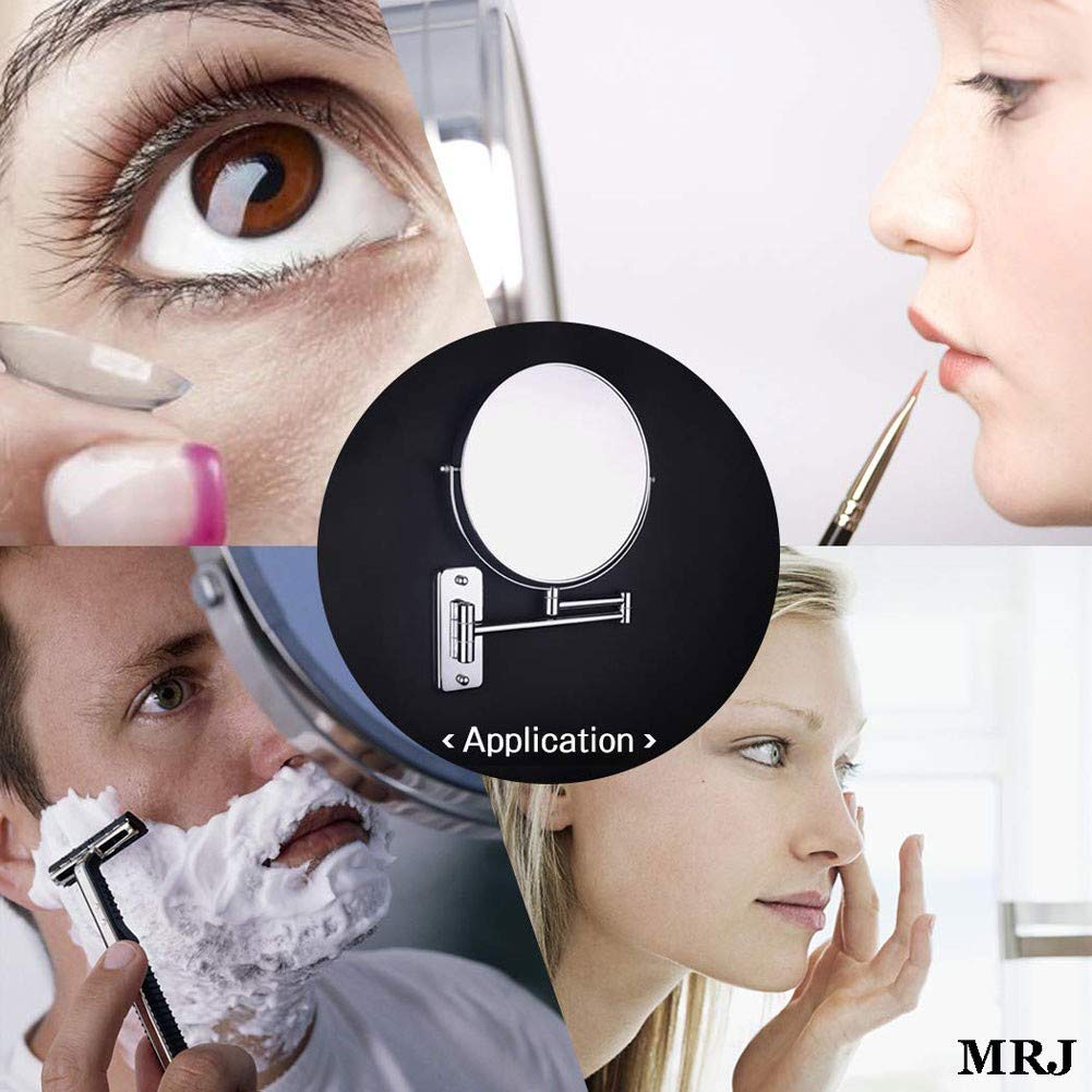 FUDGIO Wandgemonteerde make-up spiegels vergrotende uitbreiding stevige verstelbare cosmetische spiegel badkamer scheren ijdelheid spiegel (kleur: 10x, maat: 8 inch