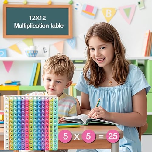 Yadishen 12x12 Multiplication Game Table Kids Math Learning Posters, Fidget Popper Educational Math Tools Fidget Popular Toys Relieve Stress and Create Various Math Operations