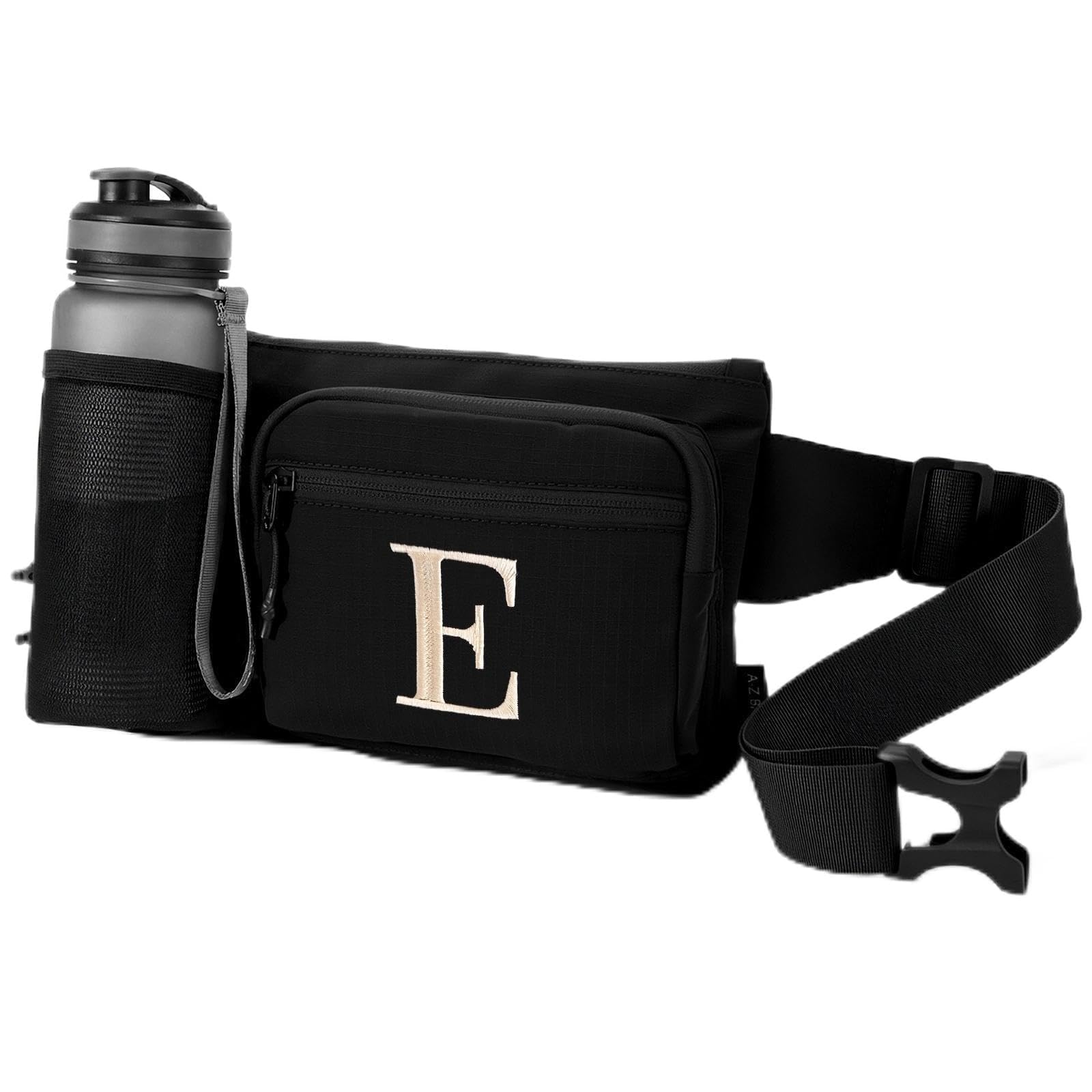 A-Z BAG Personalised Bum Bag, Crossbody Bumbag Multi-Pocket Waist Bag Fanny Pack for Dog Walking, Hiking, Travel, Festivals, Embroidered Initial Gift for Women & Men (E)