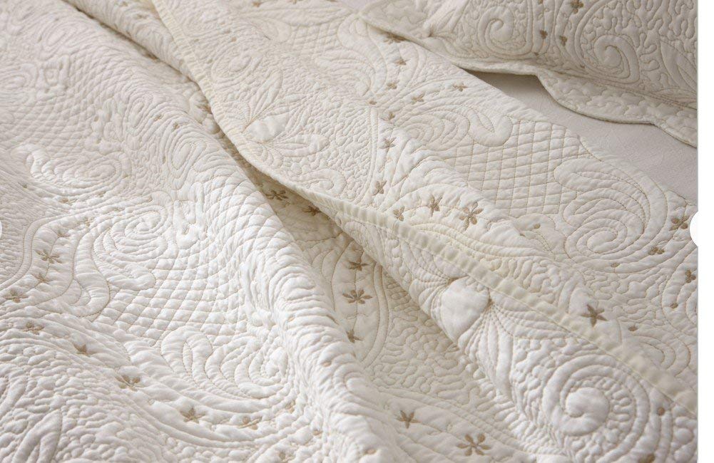 Brandream White Quilts Set Queen Size Bedspreads Farmhouse Bedding 100