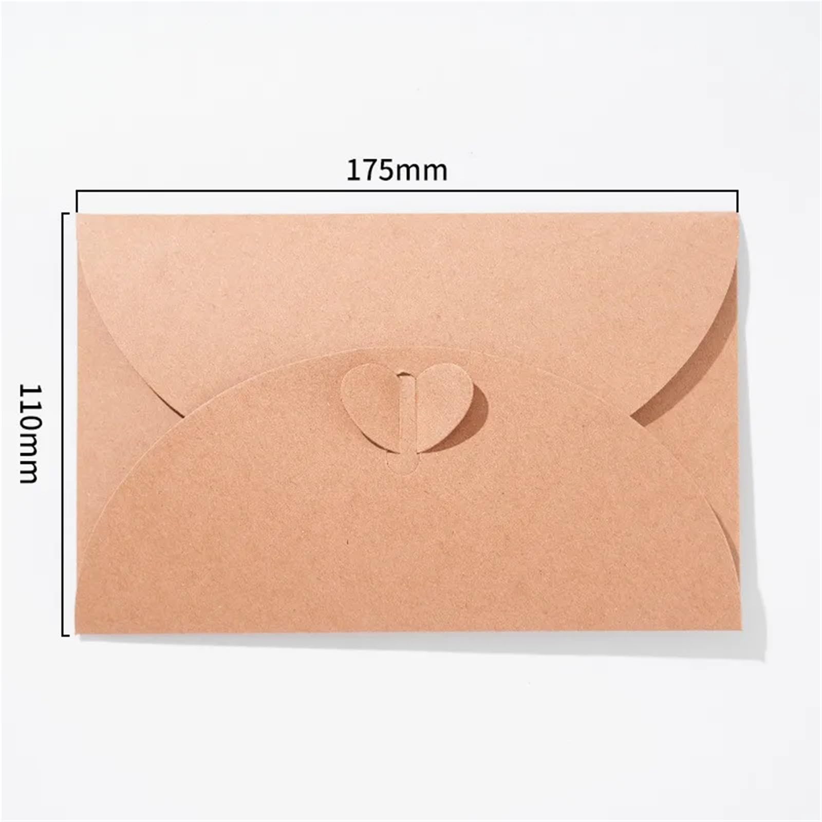 Lot de 20 enveloppes rétro en papier kraft avec boucle d'amour pour cartes postales (20 pièces, 110 x 175 mm)