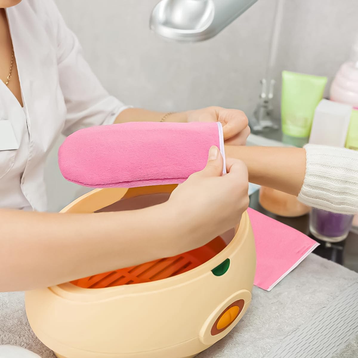 Set Guanti da Bagno in Cera di Paraffina - Guanti e Calzari Isolati Riutilizzabili per Terapia Termica Spa per Il Trattamento di Mani e Piedi, Kit di Cera Spa Calda per Pedicure