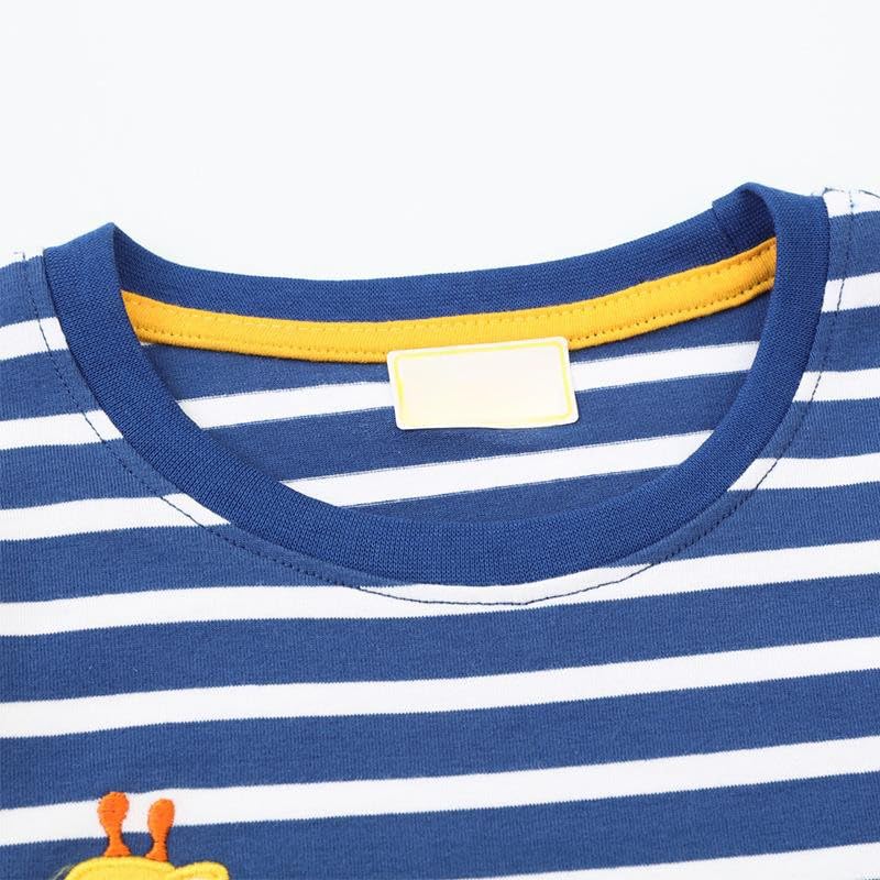 Toddler Boys Striped Long Sleeve Cotton Casual Sweater Crewneck Cute Cartoon Pullover Shirts Tops4