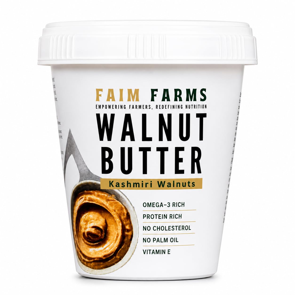 Walnut Butter 480g | Plant based omega 3 | Vegan Butters | No Palm oil | Kashmir Walnuts | Creamy Spread for Protein | stone ground | Natural Nuts | keto butter | Faim Farms