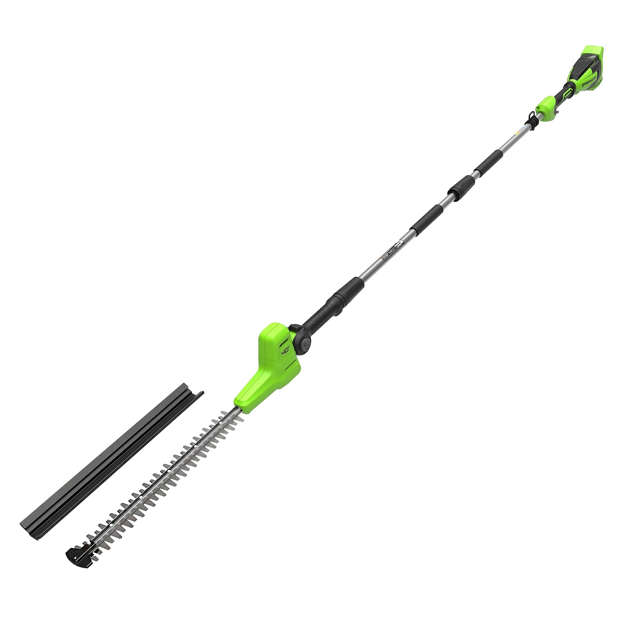 Greenworks 40V Taille-Haie sur Perche, Lames Double Action 51 cm, Coupe jusqu'à 28 mm Épaisseur Branche, Tête Pivotante 112.5°, 3200 TR/Min sans Batterie ni Chargeur, Garantie de 3 Ans PH40B01-01