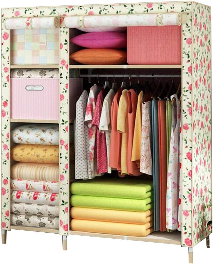Cloth Wardrobe Clothes Closet, Portable Closet Wardrobe Storage Closet Standing Closet Fabric Cabinet Portable Wardrobe Organizer Storage,B_130X45X175CM