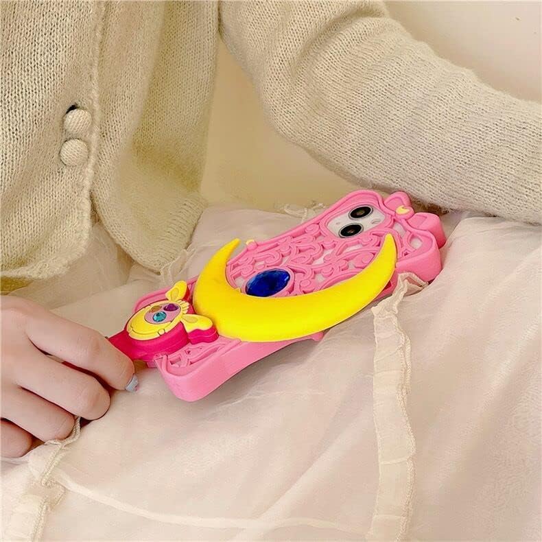 Miniatura 6 de Funda de silicona suave súper gruesa para Apple iPhone 1212 Pro iPhone12 iPhone12 iPhone12Pro Sailor Moon Crystal Wand color rosa intenso japonés 3D
