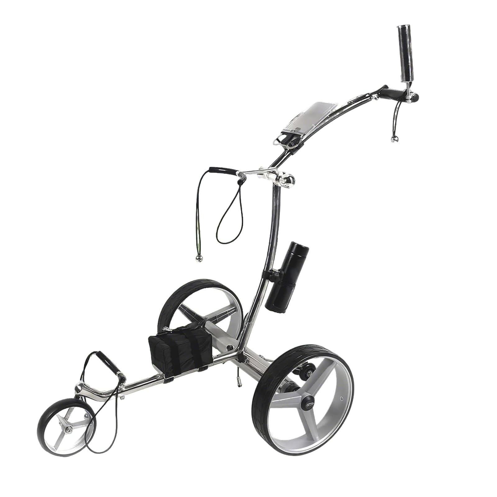 Carro de Golf con Motor Eléctrico, Batería Litio 20km Autonomía, Mando, 3 Ruedas Todo Terreno y Diseño Compacto Plegable