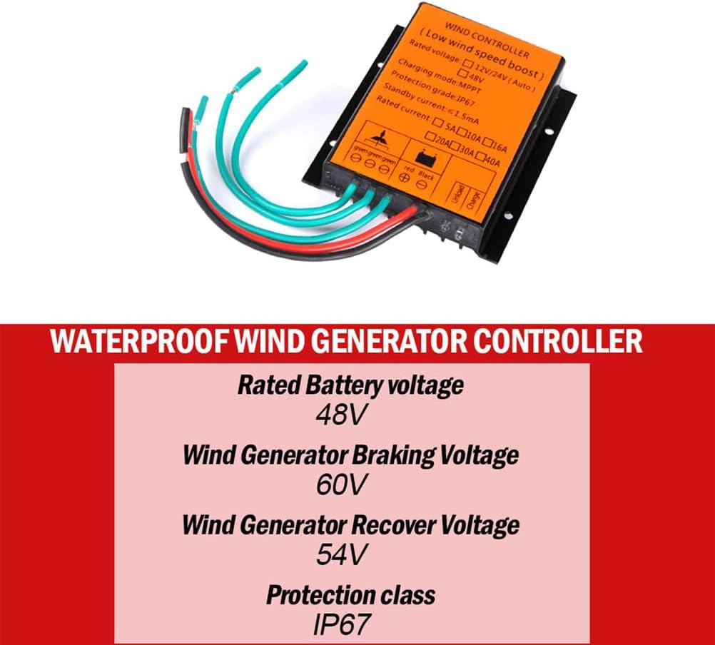 1200W-4800W DC 12V/24V AUTO Wind Turbines Generator Charge Controller, Waterproof Battery Charge Controller Regulator for Solar Street Lamp Courtyard Lamp,24V