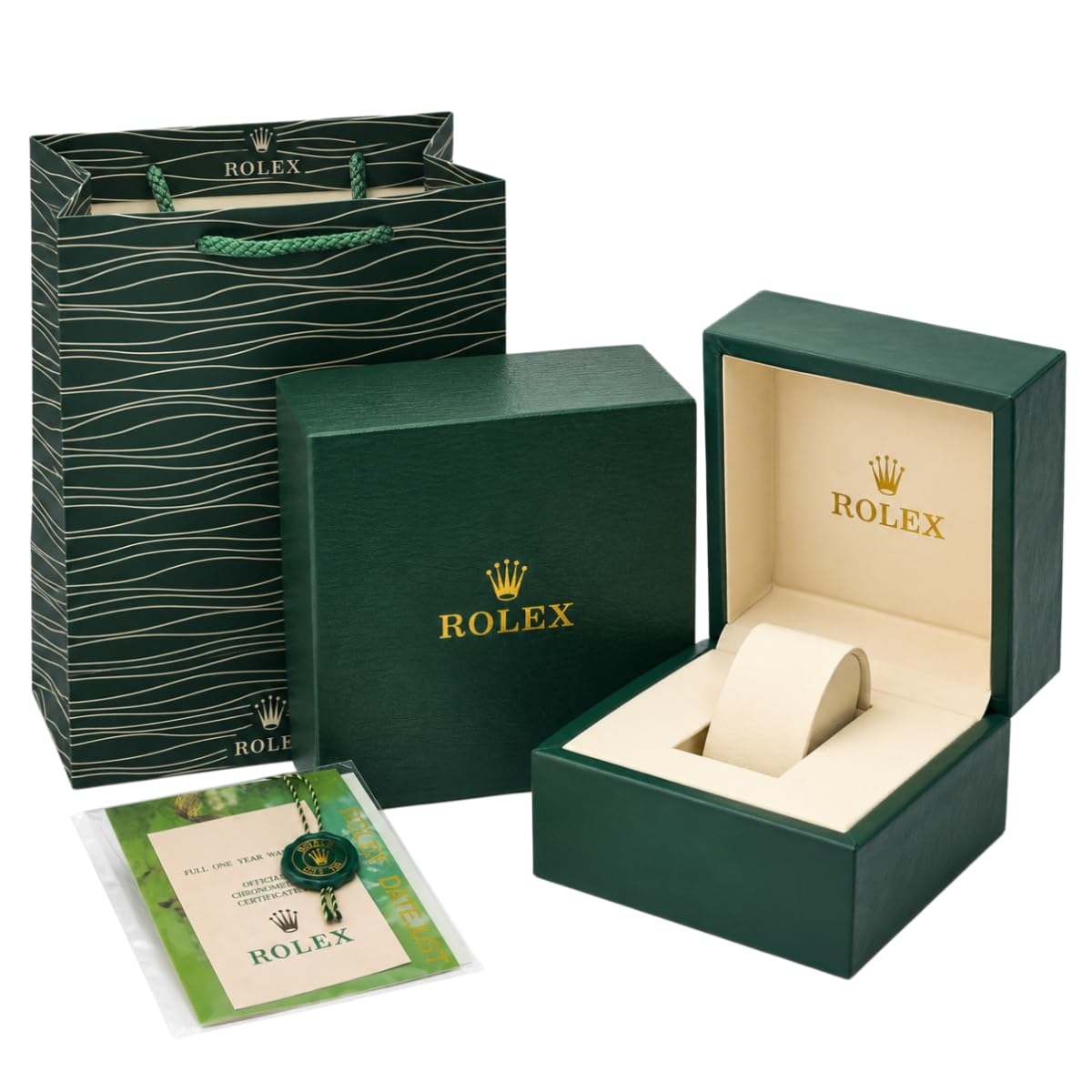 Leder Uhrenrolle Weicher Bezug Reiseetui 1 Fach mit Erhöhtem Uhrenkissen und Tragetasche und Außenbox für Rolex Submariner