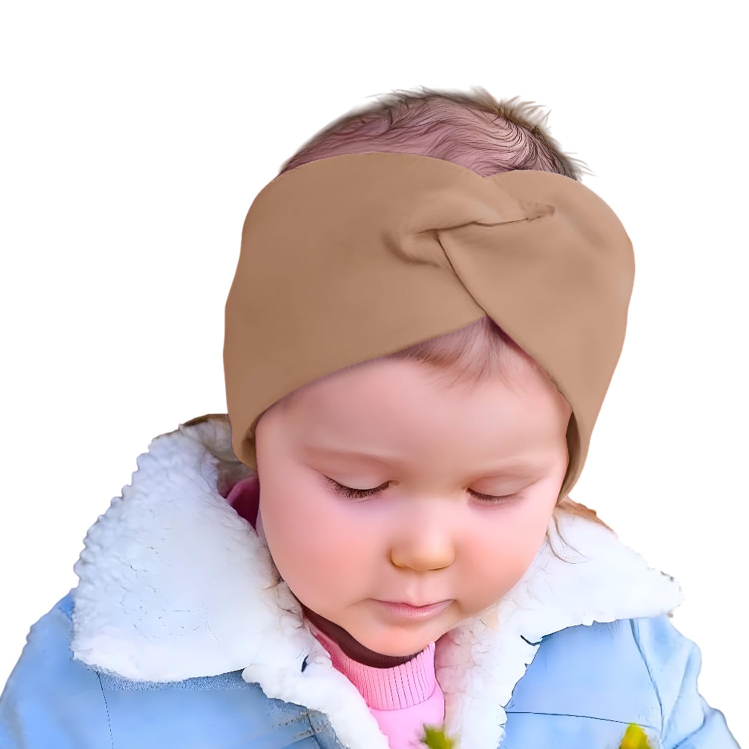 SYGA Baby Headbands Soft Nylon Cross Strechable Hairbands For Newborn Infant Toddlers Kids 0-3 Year (Light Coffee)-image-17