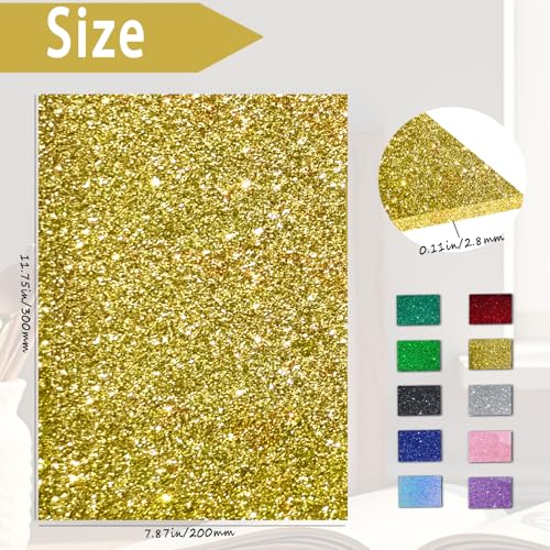 Image of Glitter Acrylic Sheets 12 inchx8 inch 1 /8 inch Thick, Gold, 2 Pack | Cast Sparkly Acrylic, 3mm Thickness, For Laser Cutting & Engraving, Invitation Blanks & Signs, Festival Decorations